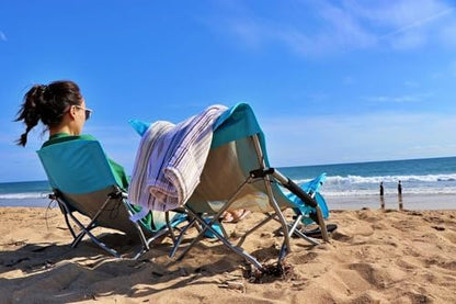 Nice C Low Beach Camping Folding Chair, River Sand Lake Chair (2 Pack Blue)
