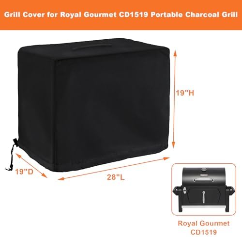 Tabletop Grill Cover for Royal Gourmet CD1519 Portable Charcoal Grill, for Royal Gourmet Tabletop Charcoal Camping Grill, Waterproof UV Resistant Windproof Dustproof Cover