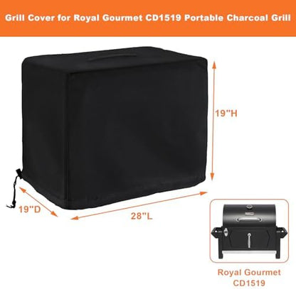 Tabletop Grill Cover for Royal Gourmet CD1519 Portable Charcoal Grill, for Royal Gourmet Tabletop Charcoal Camping Grill, Waterproof UV Resistant Windproof Dustproof Cover