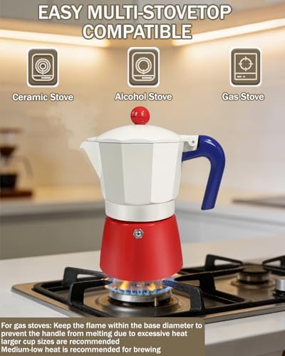 Coffee Maker Stovetop Espresso Maker 6 Cup Aluminum Moka Pot Percolator 10oz 300ml Easy Brewing for Electric Ceramic Stoves Home Camping Italian Cuban Café Classic