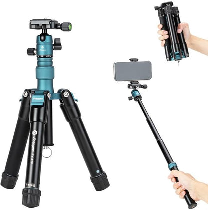 Fotopro Mini Tripod with Ball Head, Phone Mount Detachable Selfie Stick, Folded only 8.6", Max Load up to 6.6 lbs. FY-810 Blue