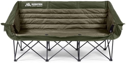 Huskfirm 3 Person Camping Chairs Folding Double Camp Chair for Adults Green