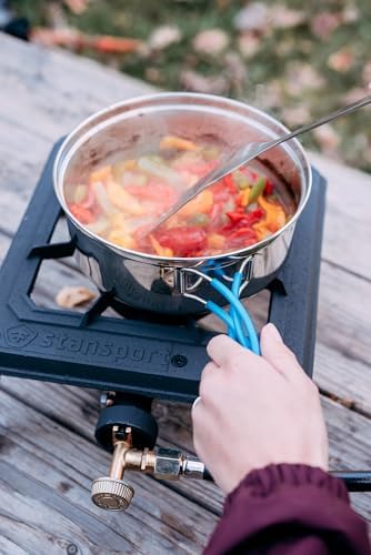 Stansport Stainless Steel Camping Cookware Set – Durable Nesting Mess Kit for Backpacking, Hiking & Outdoor Cooking – Compact Portable Pot & Pan with Carry Bag – Multiple Sizes for Family to Solo Use