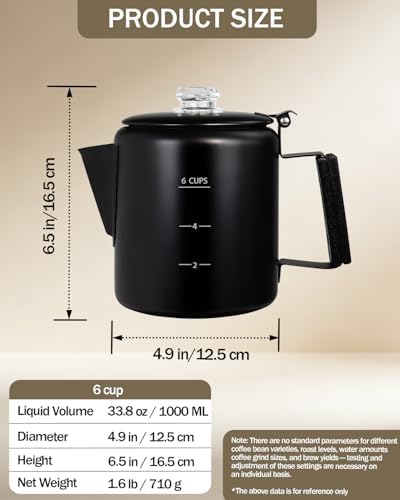 Coffee Maker 6 Cup Coffee Percolator 304 Stainless Steel Pot