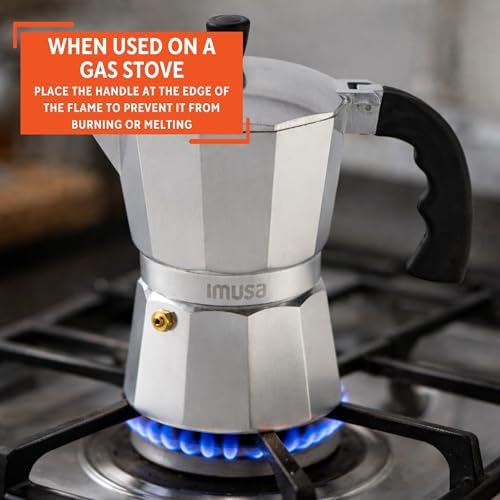 Imusa USA Aluminum Stovetop 6-cup Espresso Maker (B120-43V), Silver