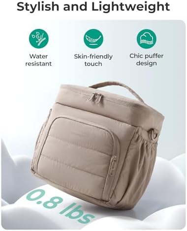 BAGSMART Puffy Insulated Lunch Bag, Lightweight Large 14L Double Deck Lunch Box for Women, Soft Cooler Tote for Office Work Travel Camping (Baby Pink, 14L)