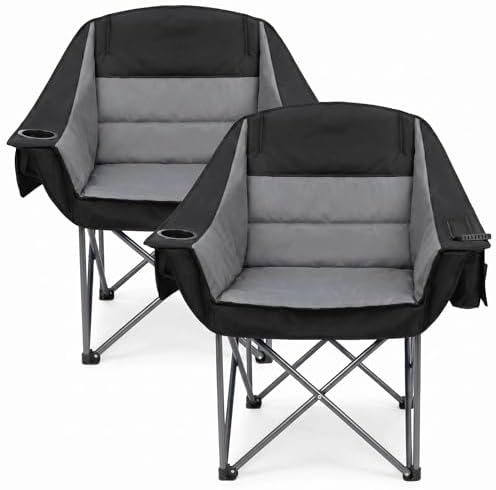 2 Pack Oversized Camping Chair Heavy Duty Padded Lawn chair Support 500 lbs