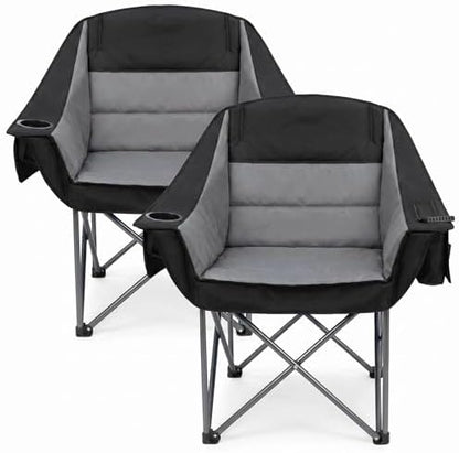 2 Pack Oversized Camping Chair Heavy Duty Padded Lawn chair Support 500 lbs