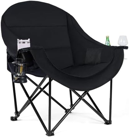 Oversized Camping Chair for Adults, 500 LBS Heavy Duty Folding Chair, Black