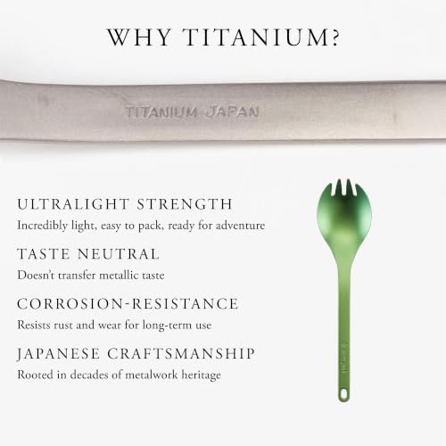 Snow Peak Titanium Spork for Outdoor Use, Portable and Durable, Green