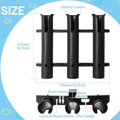 Cooler Fishing Rod Holder, Wall Mounted Fishing Pole Holder, 3 Link Fishing Rod Rack Compatible with YETI Coolers and for RTIC Coolers, Cooler Accessory