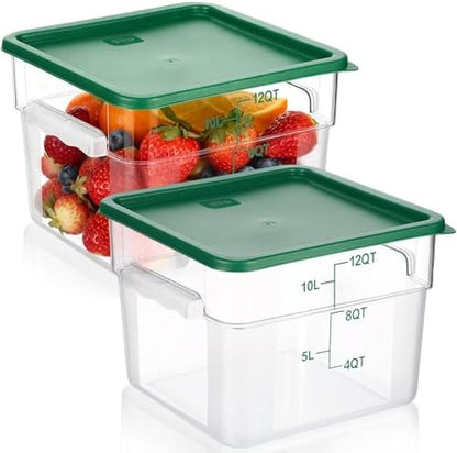 FoldTier 2 Pcs Square Food Storage Containers, Green, 12 Qt