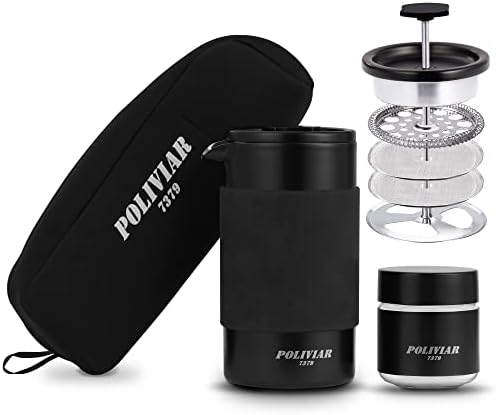 POLIVIAR French Press Coffee Maker, 12 oz