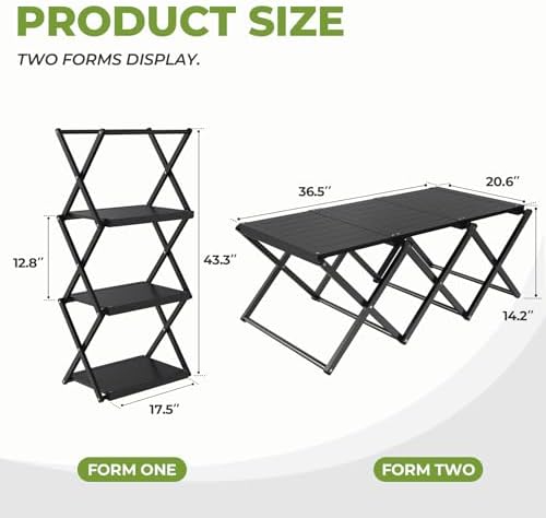 Camping Table and Chairs Set, 2-in-1 Aluminum Folding Table