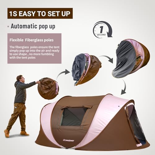 EchoSmile Instant Pop Up Camping Tent, 2/4/6 Person Easy Setup Tent