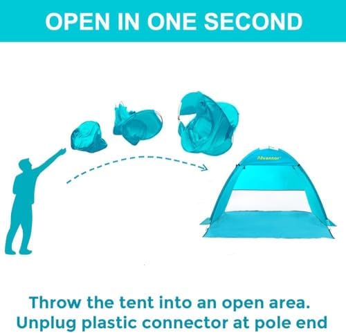 Alvantor® Beach Tent Beach Umbrella Outdoor Sun Shelter Cabana Automatic Instant Pop-Up UPF 50+ Portable Beach Shade Camping Fishing Hiking Canopy Easy Set Up Light Weight Windproof for 2-3 Person