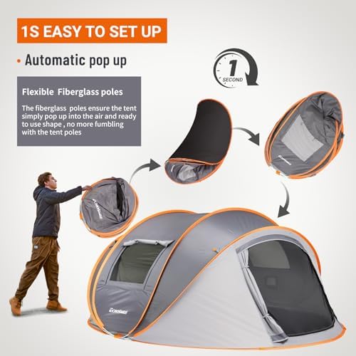 EchoSmile Instant Pop Up Camping Tent, 2/4/6 Person Easy Setup Tent