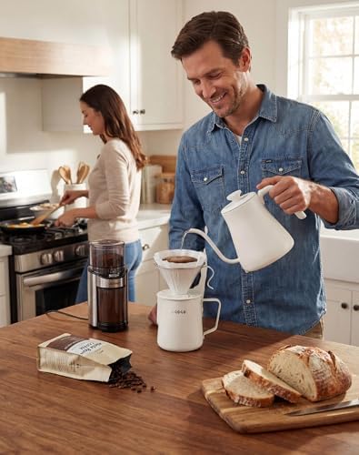 AGOGO Stainless Pour Over Coffee Maker Set, 50 Paper Filters, 30oz, Cream
