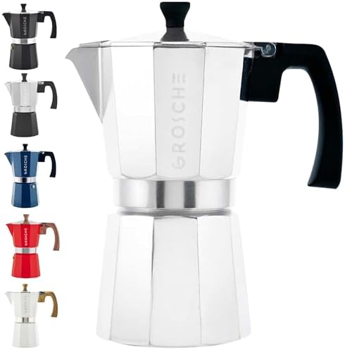 GROSCHE Milano Stovetop Espresso Maker Moka Pot 9espresso Cup 15.2oz Silver