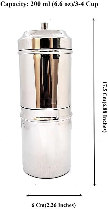 South indian filter coffee maker indian style 6.8 oz (200 ml) phin filter