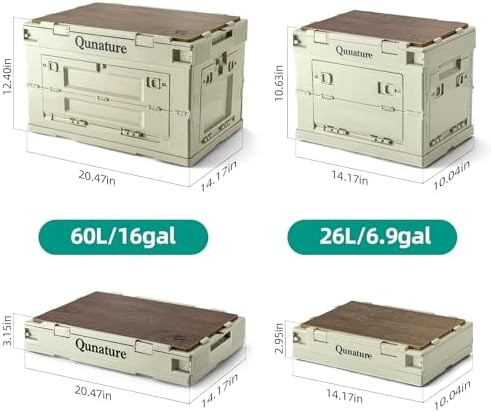 Collapsible Camping Storage Bin 60L with Lockable Doors & Cutting Board