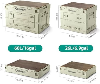 Collapsible Camping Storage Bin 26L with Lockable Doors & Cutting Board