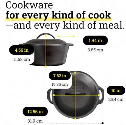 Lodge Cast Iron 4-Piece Set, PFAS-Free Pre-Seasoned Kitchen Set