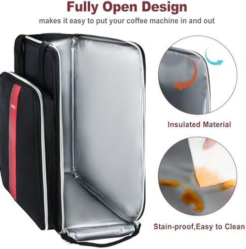 LEFOR·Z Coffee Maker Travel Bag Compatible with Keurig K-Mini/K-Mini Plus/Mate Plus,Single Serve Coffee Brewer Carrying Case with Multiple Pockets for K-Cup Pods & Accessories(Bag Only)