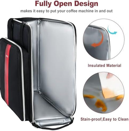 LEFOR·Z Coffee Maker Travel Bag Compatible with Keurig K-Mini/K-Mini Plus/Mate Plus,Single Serve Coffee Brewer Carrying Case with Multiple Pockets for K-Cup Pods & Accessories(Bag Only)