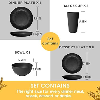 Teivio 32-Piece Plates and Bowls Sets for 8, Kitchen Dish Dinnerware Sets