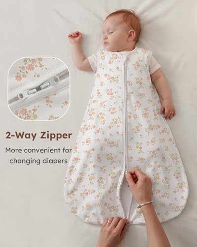 Yoofoss Baby Sleep Sack 0-6 Month 0.5TOG 100% Organic Cotton 2-Way Zipper