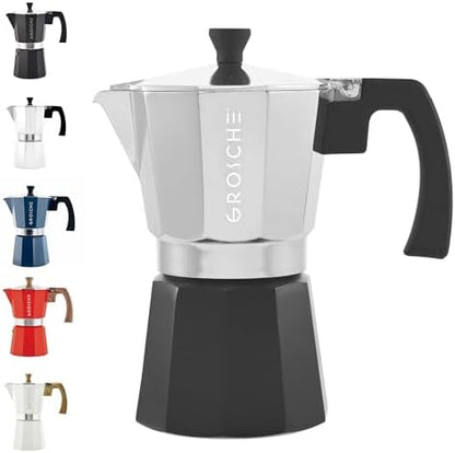 GROSCHE Milano Stovetop Espresso Maker Moka Pot 9 espresso Cup Tuxedo Black
