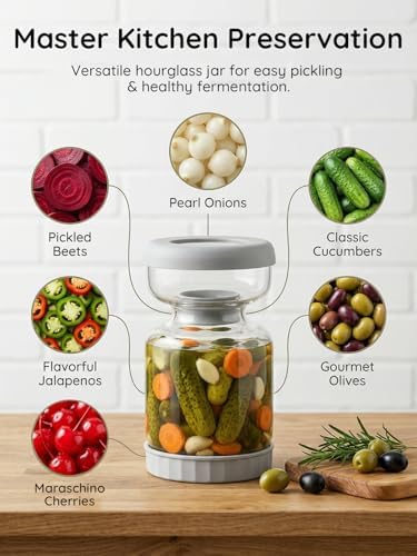 Pickle Jar for Pickle Olive Hourglass Jar, Auto Separator Juice 2 Pack Grey