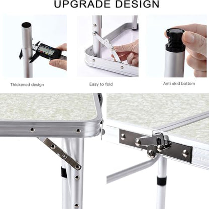 Folding Camping Table, 36''L x24''W Camp Aluminum Table with Adjustable Height Legs, Indoor Outdoor Lightweight Portable Folding Dining Table for Camp Picnic Beach BBQ Cooking 3Ft（2 Heights 15"/28"）