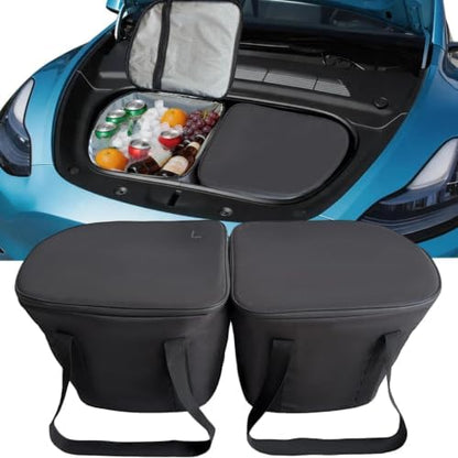 Frunk Cooler Organizer for Tesla Model Y 2020-2026, Insulated Waterproof Front Trunk Storage Bag with Hidden Pocket, 2-Pack Black