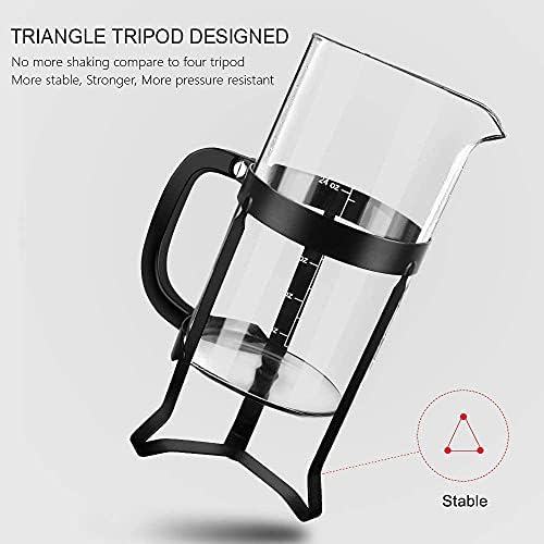QUQIYSO French Press 34oz, Stainless Steel and Thickened Glass Coffee Maker
