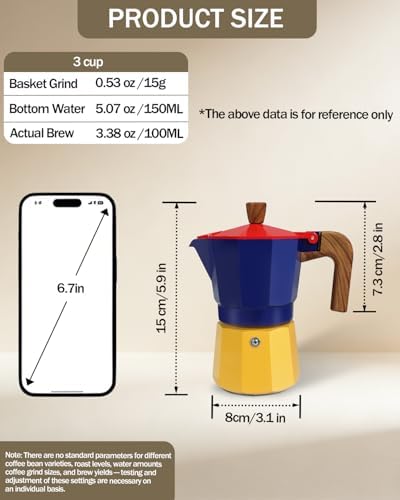 Coffee Maker Stovetop Espresso Maker 3 Cup Aluminum Moka Pot Percolator 5oz 150ml Easy Brewing for Electric Ceramic Stoves Home Camping Italian Cuban Café Classic Sip Sized