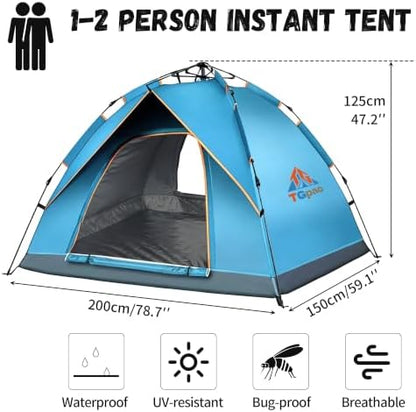 Quick Set Up Waterproof 4-Person Camping Tent with Bug Netting - Instant Pop-Up Tent for Family Camping & Hiking | All-Weather 4-Season Outdoor Shelter