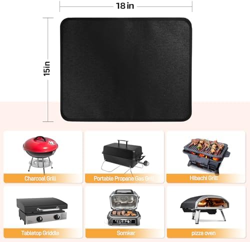 Heat Resistant Mats for Countertop fits Tabletop Grill, 18x15x0.04in, Black