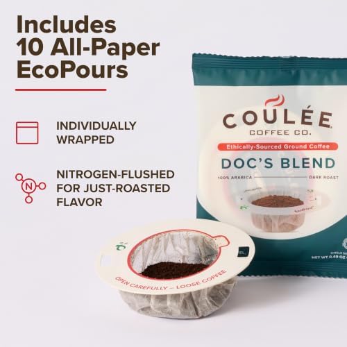 Coulée EcoPour Doc's Blend Arabic Coffee, Dark Roast, Single Serve, 10 Pack