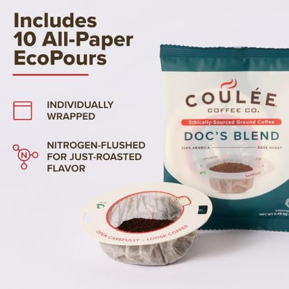 Coulée EcoPour Doc's Blend Arabic Coffee, Dark Roast, Single Serve, 10 Pack