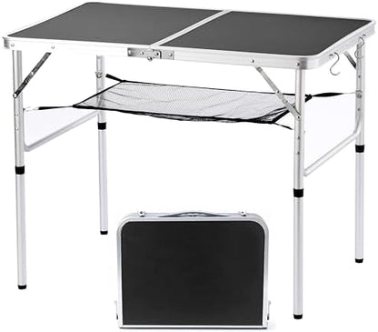 YUFIFAIRY Folding Camping Table, 36''L x24''W, Portable Aluminum Camp Table
