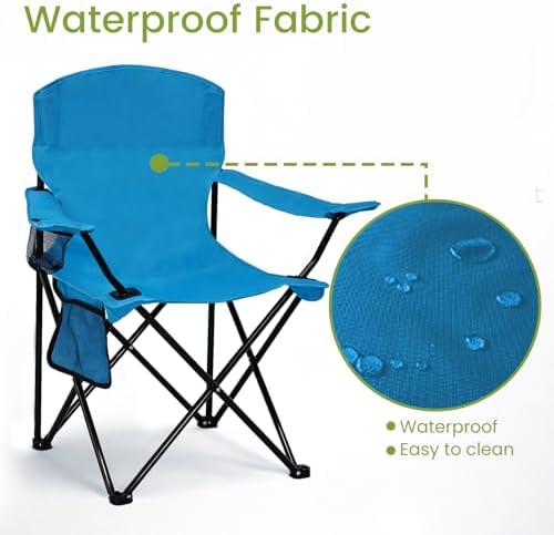 Camping Chair 2 Pack Portable Folding Chair, Supports 300lbs, Light Blue