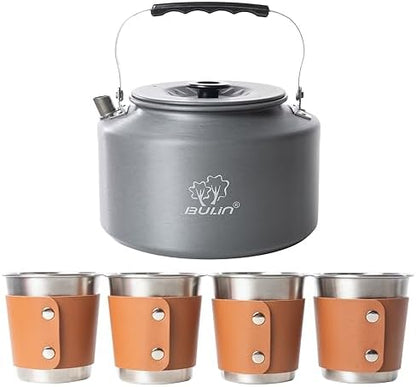 Bulin Camping Kettle, 2.2L Large Portable Camp Tea Coffee Pot With 4 Cups