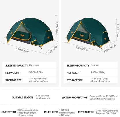 Ultralight Backpacking Tent, Waterproof Camping Tent for Hiking