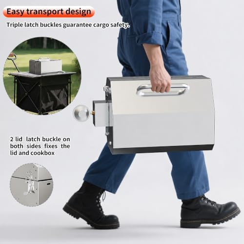 Tabletop Gas Griddle with Foldable Tripod, Stainless Steel Grill
