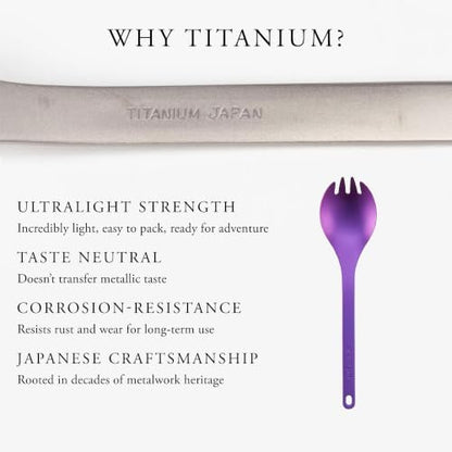 Snow Peak Titanium Spork for Outdoor Use, Portable and Durable, Purple