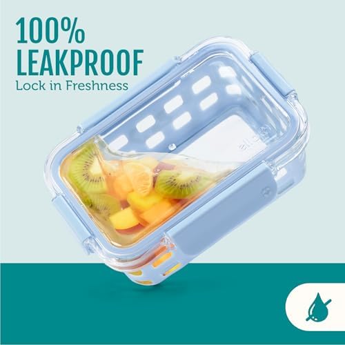 Ello Duraglass 3.4 Cup Glass Meal Prep Containers, 10 Pc, 5 Pack, Melon