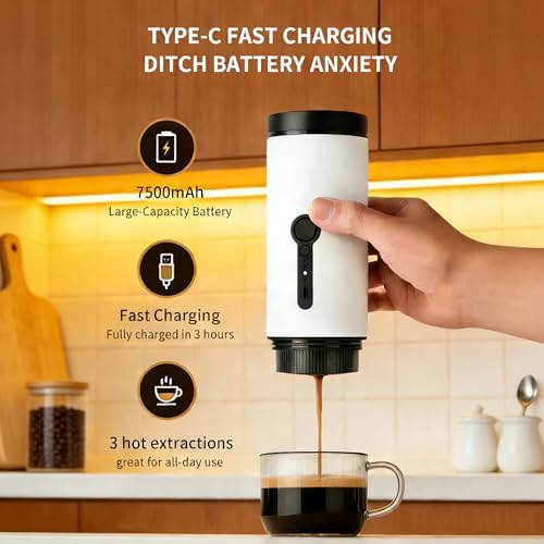 SANMAS Portable Espresso Maker, 20 Bar Travel & Camping Coffee Maker 3-in-1