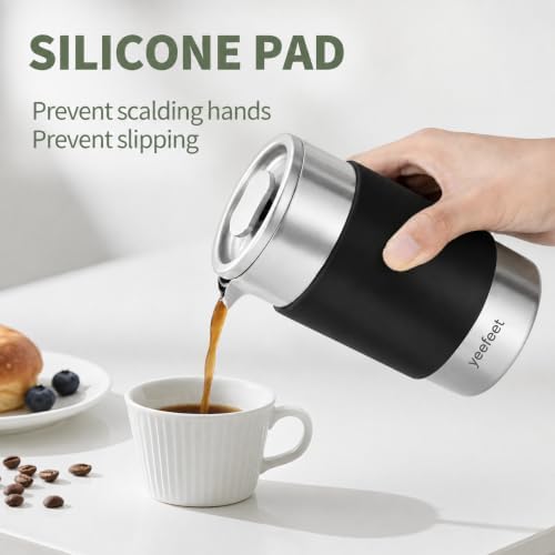 Small French Press, 12 oz French Press Coffee Maker, Mini Prensa Francesa for 2 Cups, Portable Stainless Steel Travel French Press, Single Serve for Home Office Camping